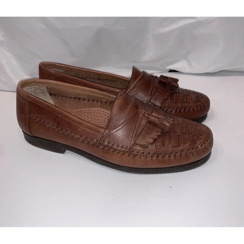GIORGIO BRUTINI NEWARK BROWN TASSEL LEATHER‎ LOAFERS/SHOES mens 9.5  Very Nice